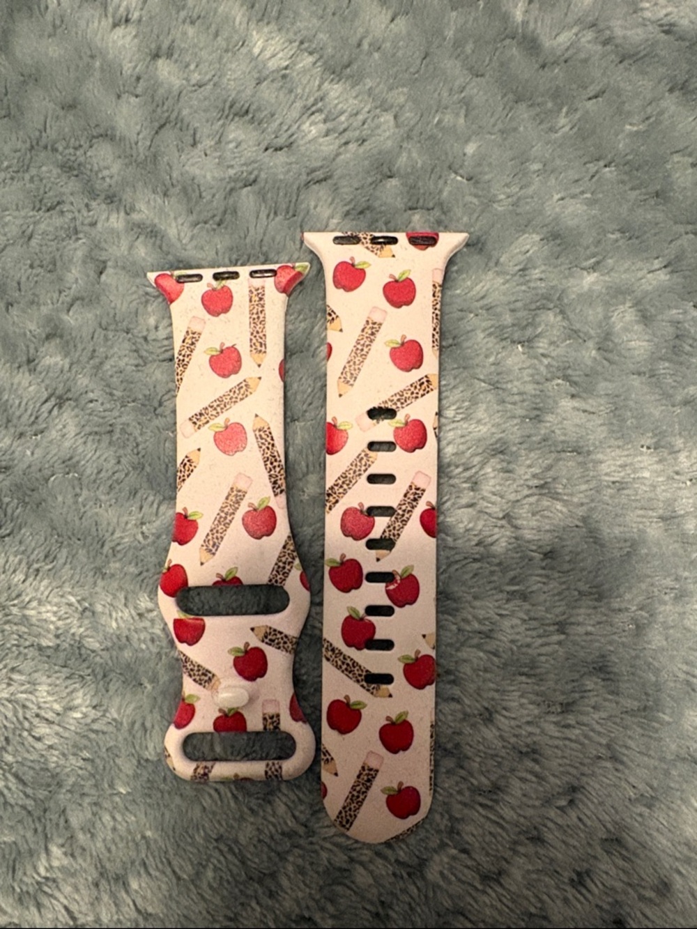 Apple Watch Band - White with Red Apple Print